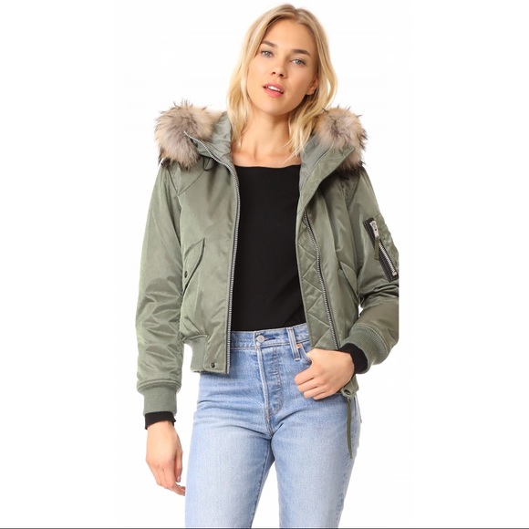 NEW Sam. Jenny Nylon Bomber Jacket XS Military Natural (no hood) - Picture 11 of 12